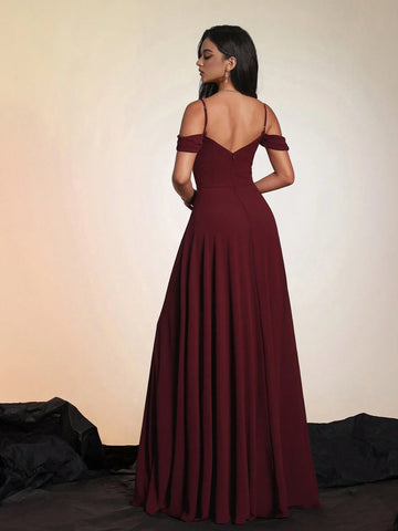 Women's Solid Color Long High-End Formal Evening Gown