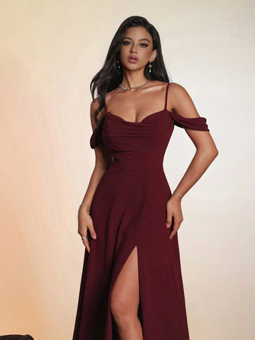 Women's Solid Color Long High-End Formal Evening Gown