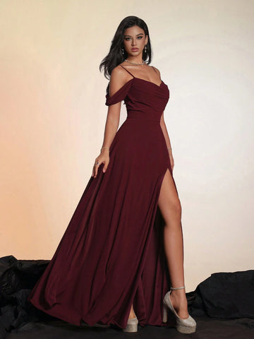 Women's Solid Color Long High-End Formal Evening Gown