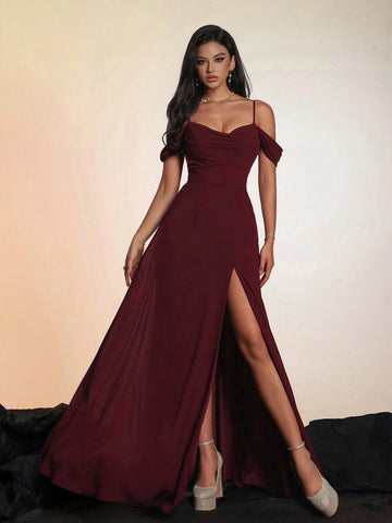 Women's Solid Color Long High-End Formal Evening Gown