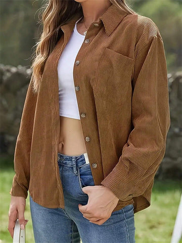 Women's Solid Color Long Sleeve Blouse, Spring And Autumn