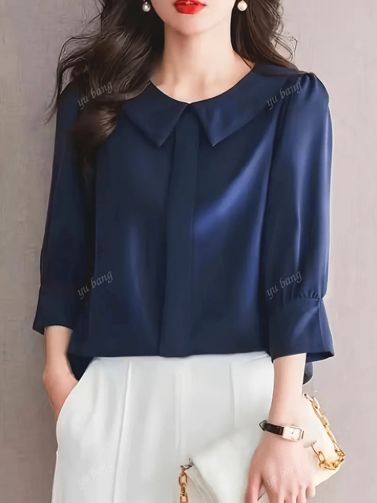 Women's Solid Color Long Sleeve Casual Stand Collar Top