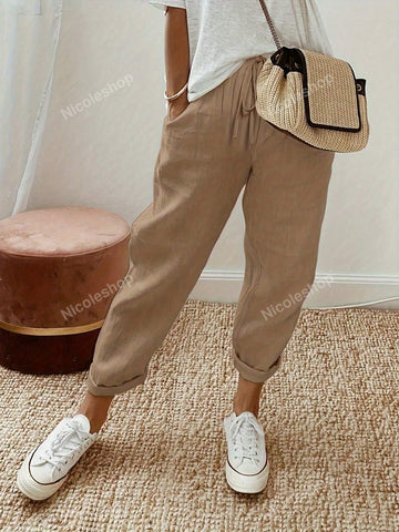 Women's Solid Color Minimalist Casual Pants