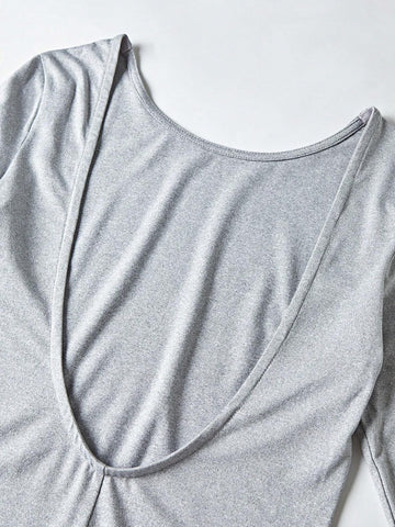 Women's Solid Color Minimalist Long Sleeve Jumpsuit