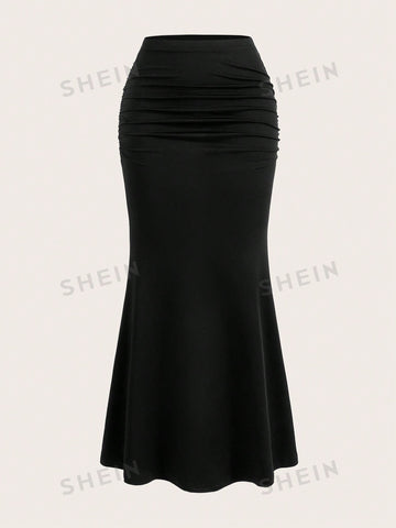 Women's Solid Color Pleated Fish Tail Skirt