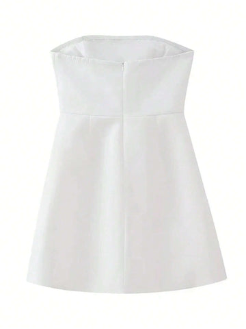 Women's Solid Color Pocket Simple Casual Zip Back Mini Dress