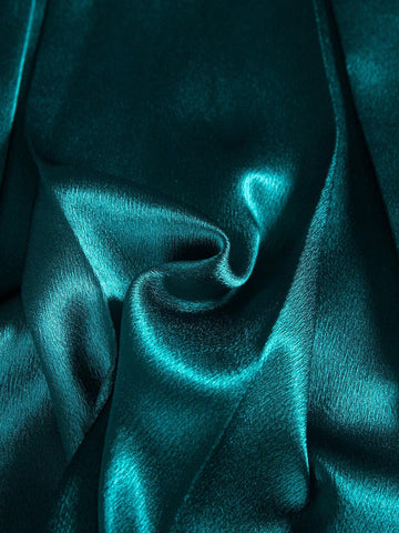 Women's Solid Color Satin Dress With Waistline And Pleats