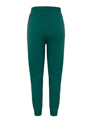 Women's Solid Color Short Sleeve Top And Long Pants Medical Uniform Set