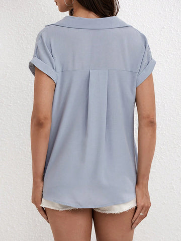 Women's Solid Color Simple Daily Short Sleeve Shirt
