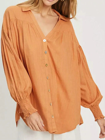 Women's Solid Color Simple Daily Wear Long Sleeve Shirt