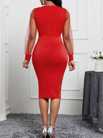 Women's Solid Color Simple Everyday Mesh Cocktail Party Dress