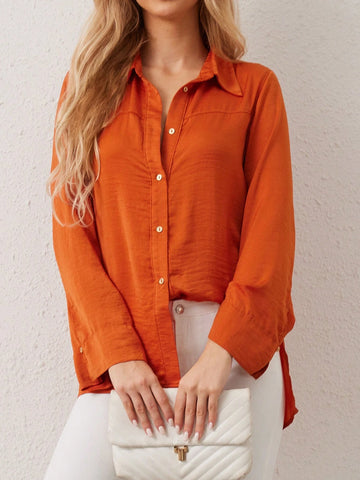 Women's Solid Color Simple Long Sleeve Shirt