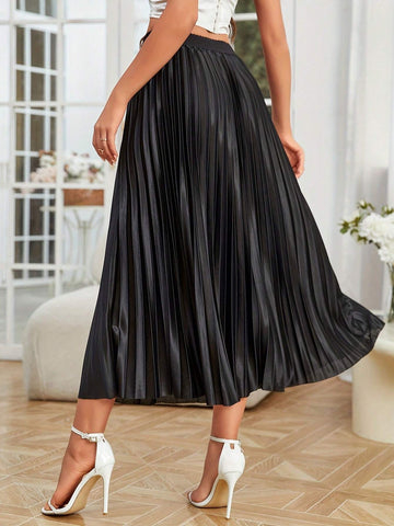 Women's Solid Color Simple & Versatile Pleated Skirt