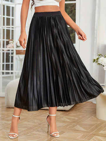 Women's Solid Color Simple & Versatile Pleated Skirt