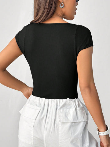 Women's Solid Color Slim Fit Bodysuit