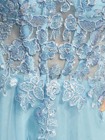 Women's Spaghetti Strap Dress With Mesh Hem And Embellished Applique