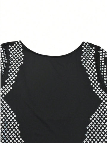 Women's Sparkly Rhinestone Embellished Long Sleeve Backless Side Slit Party Dress