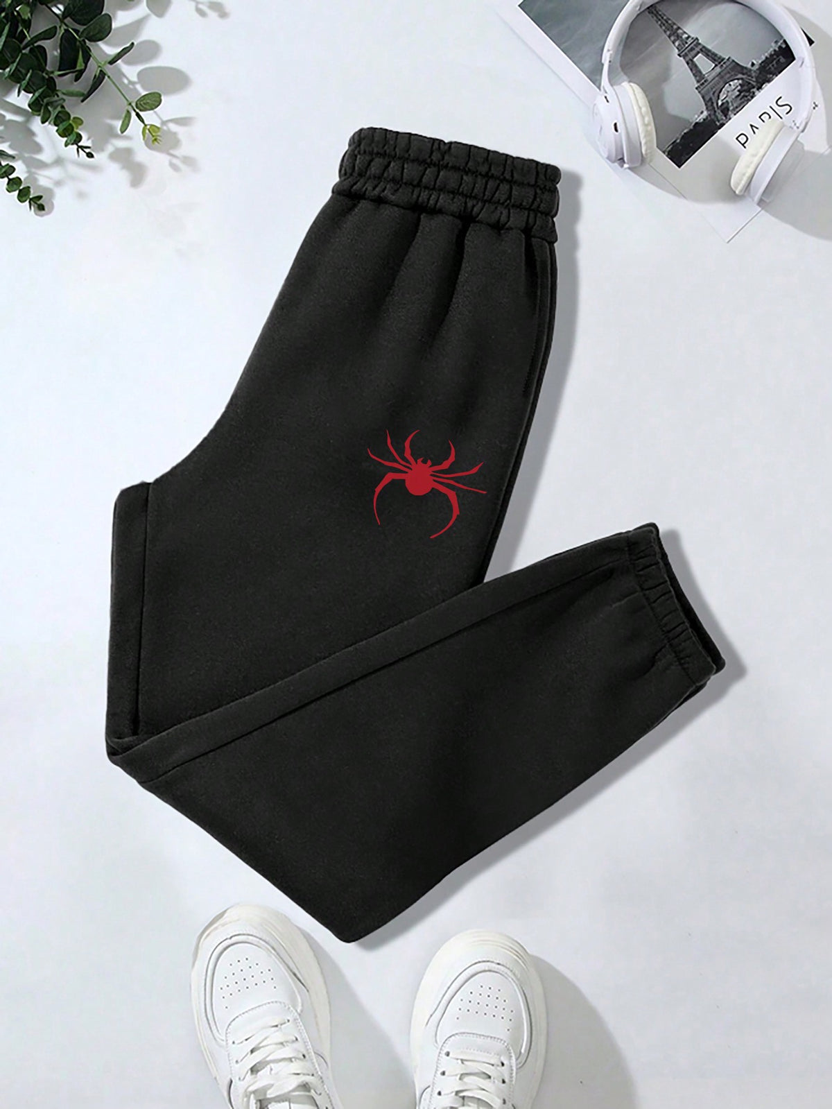 Women's Spider Printed Cuffed Joggers