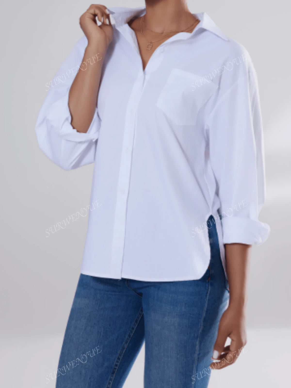 Women's Spring/Autumn Elegant White Casual Loose Long Sleeve Shirts