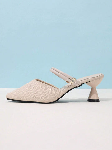 Women's Spring/Autumn New Pointed Toe Half-Slipper High Heels, Can Be Worn Two Ways