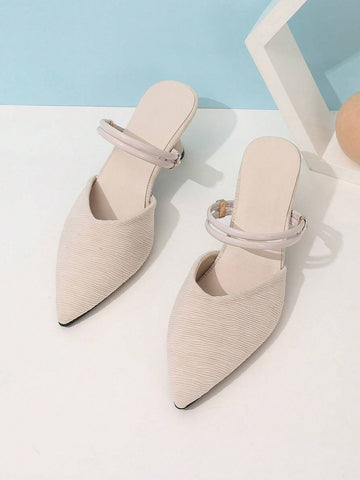 Women's Spring/Autumn New Pointed Toe Half-Slipper High Heels, Can Be Worn Two Ways