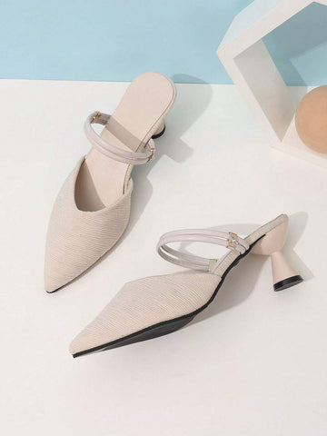 Women's Spring/Autumn New Pointed Toe Half-Slipper High Heels, Can Be Worn Two Ways
