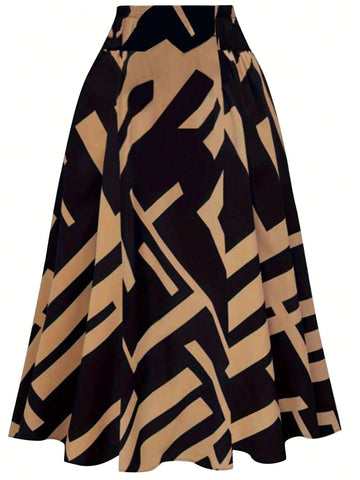 Women's Spring/Summer Casual Colorblock Print Skirt