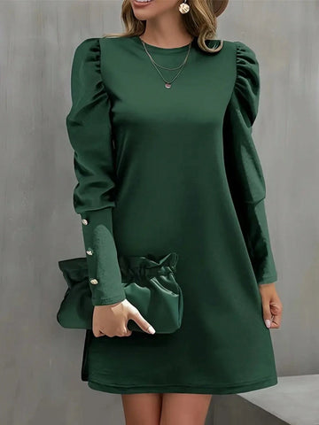 Women's Spring/Summer Gigot Sleeve Round Neck Dress