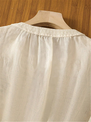 Women's Spring/Summer Lightweight Embroidered Vintage Boho Style Loose Cotton Blouse