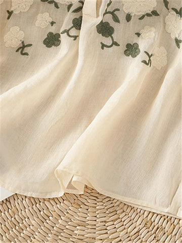 Women's Spring/Summer Lightweight Embroidered Vintage Boho Style Loose Cotton Blouse