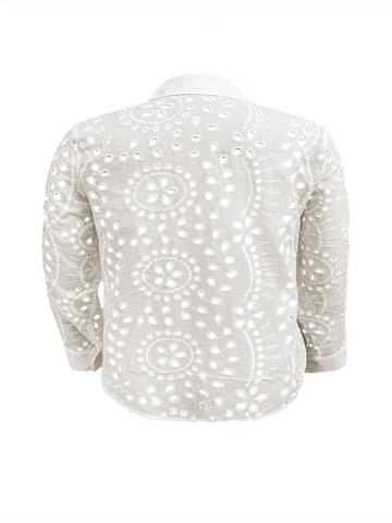 Women's Spring And Autumn Fashion Solid Color Lace Button Long Sleeve Collared Shirt