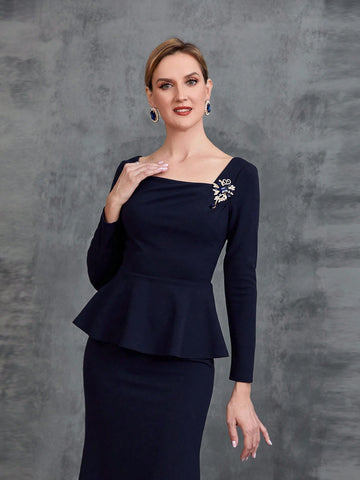 Womens' Square Neck Backless Mermaid Hem Formal Dress