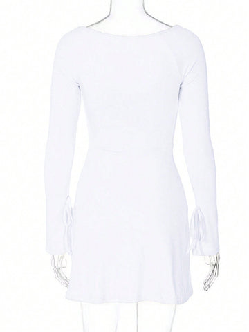 Women's Square Neckline Split Hem Dress