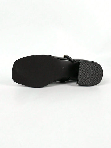 Women's Square Toe Mary Jane Pumps With Chunky Heel And Waterproof Platform