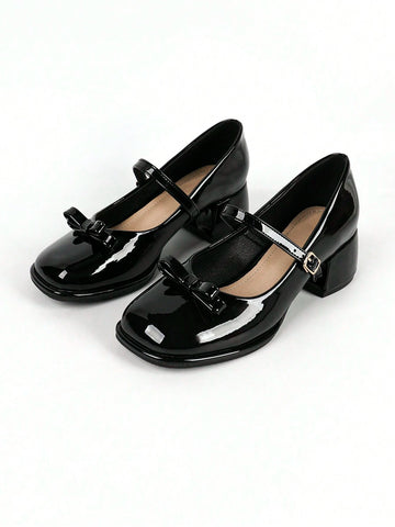 Women's Square Toe Mary Jane Pumps With Chunky Heel And Waterproof Platform