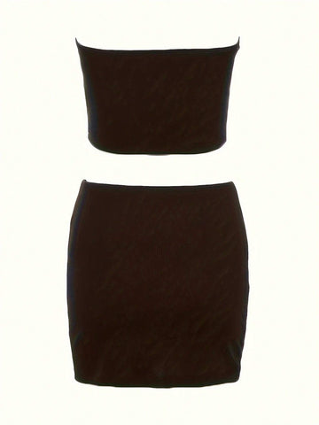 Women's Strapless Top And Skirt Set