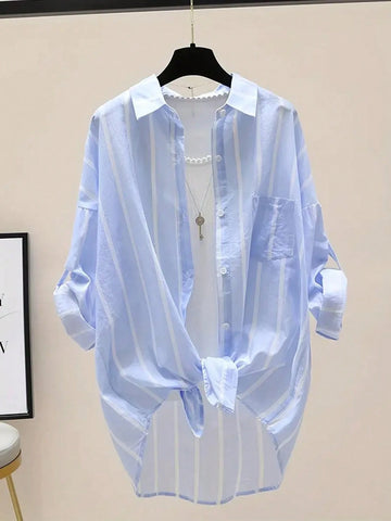 Women's Striped Long Sleeve Shirts, Fashion For Summer
