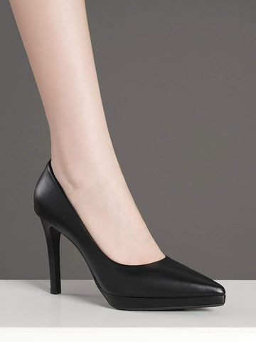 Women's Stylish Black Waterproof Platform High Heels, New Autumn 2023 Casual Shoes For Women