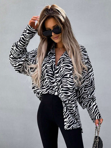 Women's Stylish Random Color Block Printed Casual Shirt