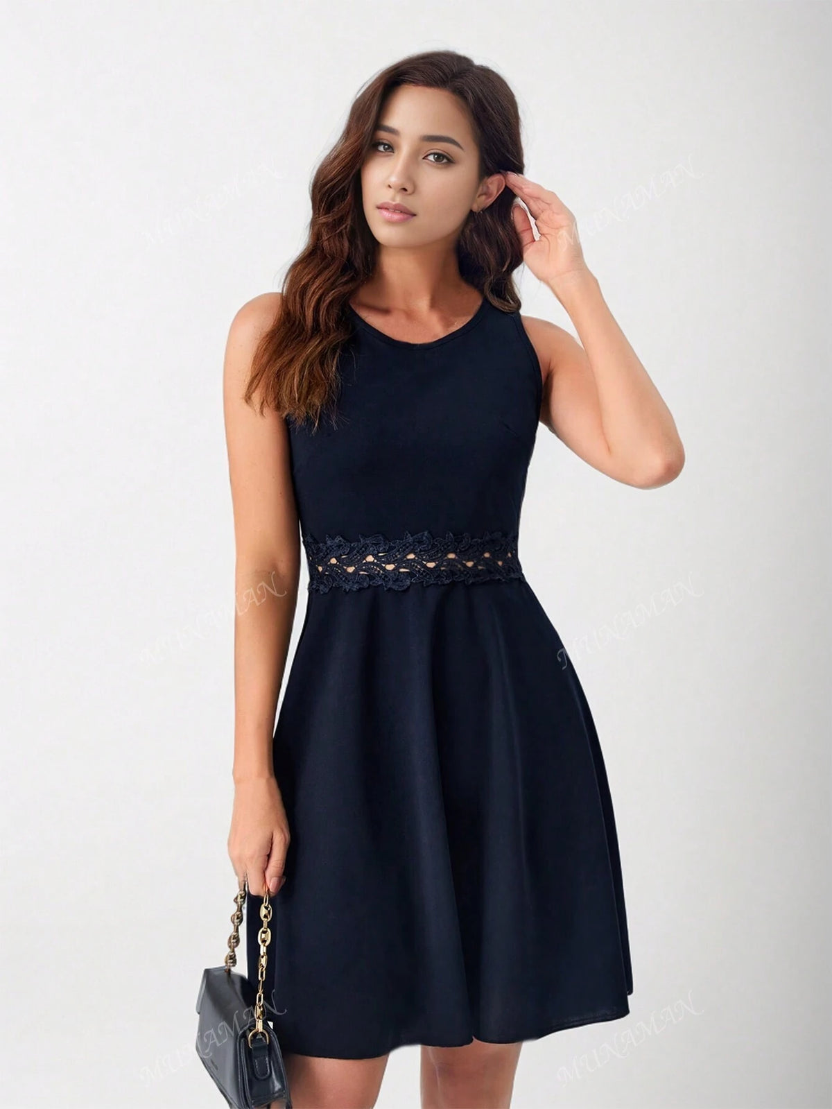 Women's Summer Lace Patchwork Elegant Short Sleeveless Dress