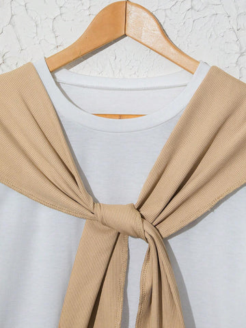 Women's Summer Round Neck Short Sleeve T-Shirt And Straight Skirt With Pockets Casual Two-Piece Outfit