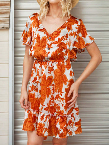 Women's Summer Short Sleeved Bohemian Printed Long Floral Casual Dress