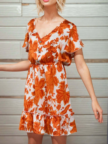 Women's Summer Short Sleeved Bohemian Printed Long Floral Casual Dress