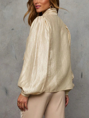 Women's Tie Bow Collar Solid Color Blouse