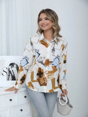 Women's Trendy Boat Neck Embellished Elegant Long Sleeve Blouse