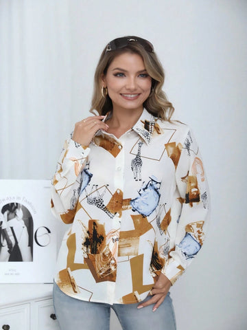 Women's Trendy Boat Neck Embellished Elegant Long Sleeve Blouse