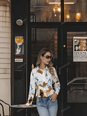 Women's Trendy Boat Neck Embellished Elegant Long Sleeve Blouse