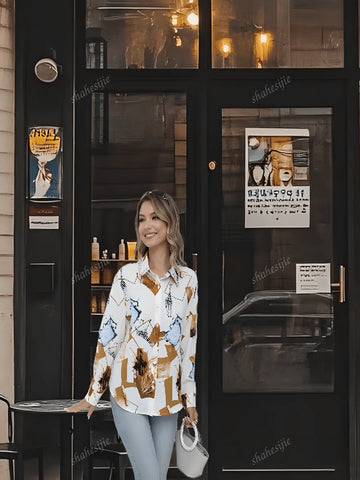 Women's Trendy Boat Neck Embellished Elegant Long Sleeve Blouse