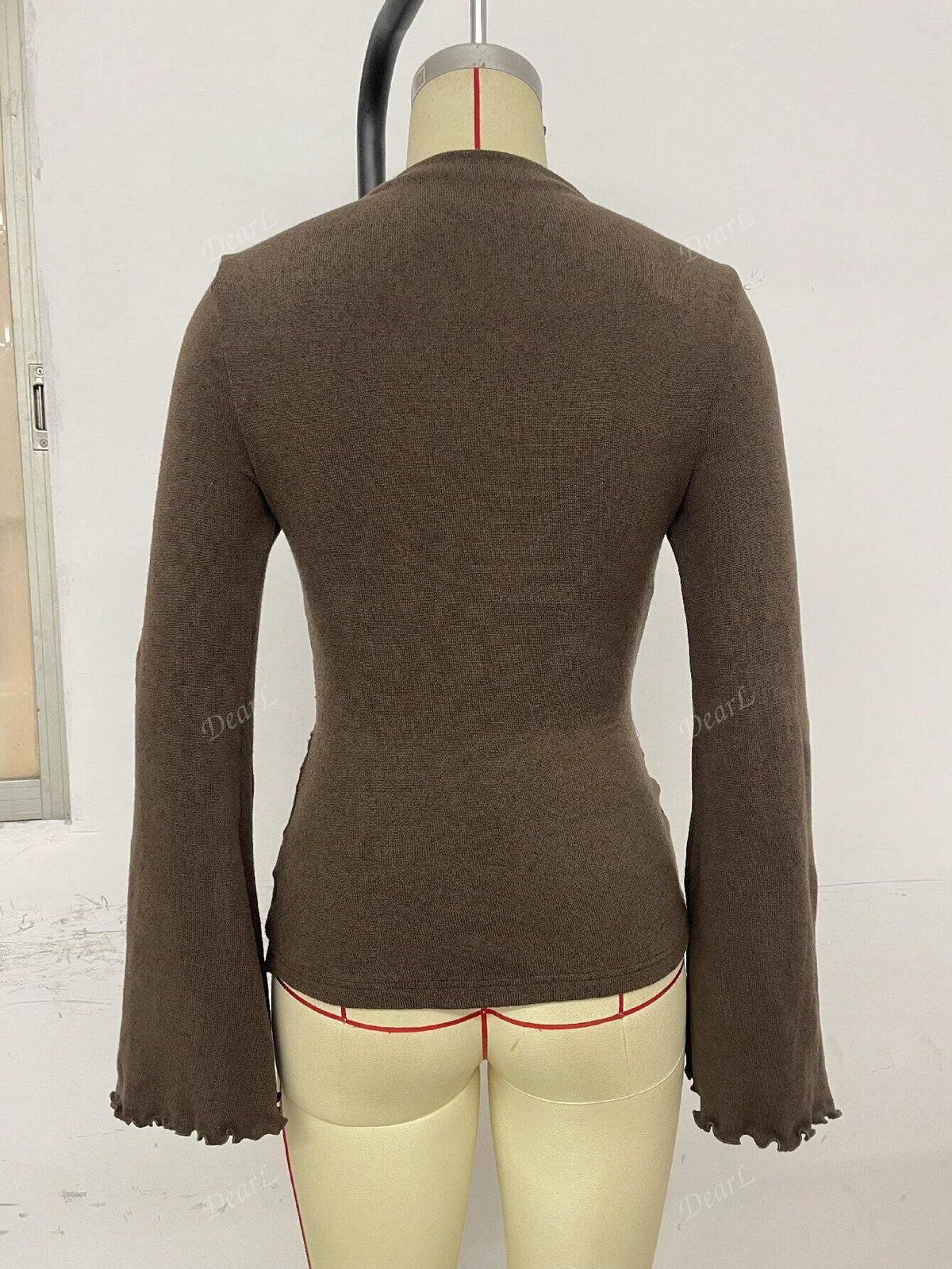 Turtleneck Flared Sleeve Ruched Slim Fit T-Shirt