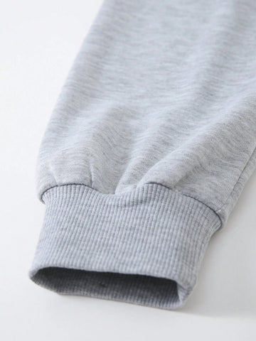 Women's Two-Piece Set With Velvet Warm Light Grey Round Neck Hoodie And Pants Two-Piece Suit, Suitable For Autumn And Winter Warm And Comfortable, Casual Suit
